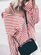 Choies Red Stripe Spaghetti Strap Long Sleeve Shirt
