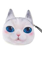 Choies White Big Blue Eyes Persian Cat Coin Purse