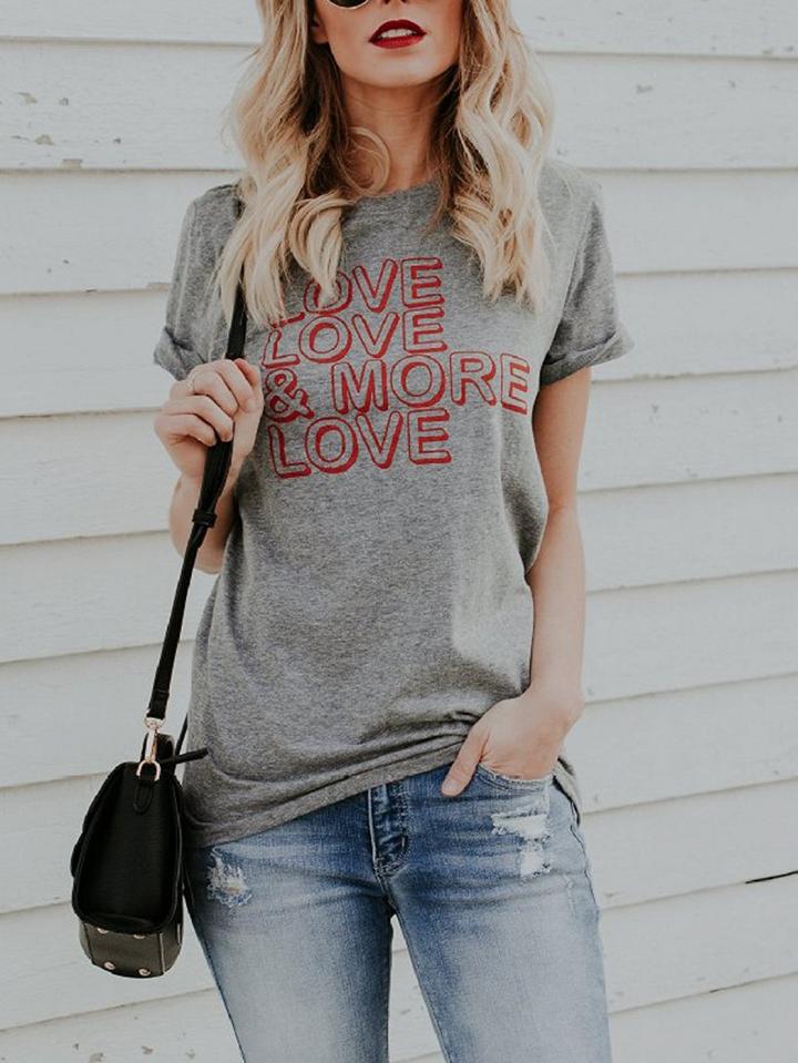 Choies Gray Letter Print T-shirt