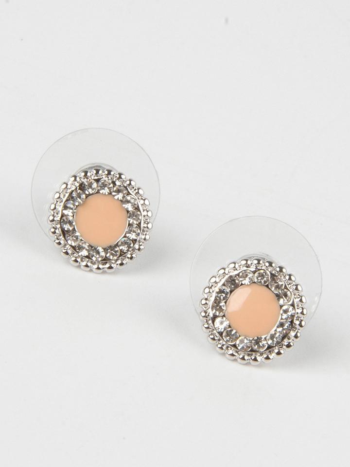 Choies Nude Disc Stone Stud Earrings