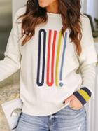 Choies White Geo Pattern Print Long Sleeve Chic Women Knit Sweater