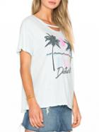 Choies Light Blue Palm Print Short Sleeve T-shirt