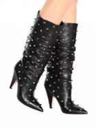 Choies Black Microfiber Studs Detail Pointed Toe Heeled Boots