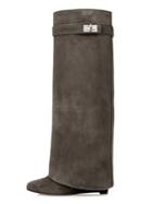 Choies Gray Suede Wedge Knee Boots