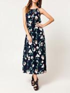 Choies Black Spaghetti Strap Floral Print Maxi Dress
