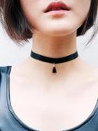 Choies Black Tassel Pendant Choker Necklace