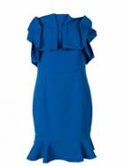 Choies Dark Blue Strapless Frill Trims Bodycon Dress