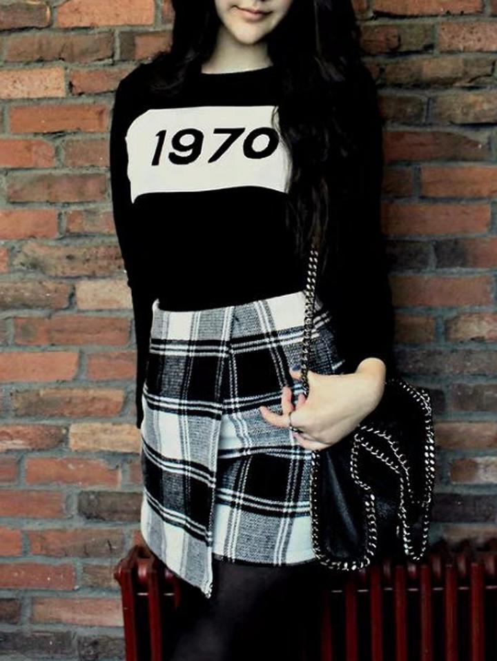 Choies Black Number Pattern Long Sleeve Knit Sweater