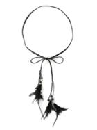 Choies Black Plaited Feather Embellished Slim Waist Belt