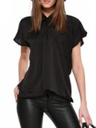 Choies Black Pocket Detail Shirt Collar Blouse