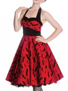 Choies Red Halter Bat Print Midi Dress
