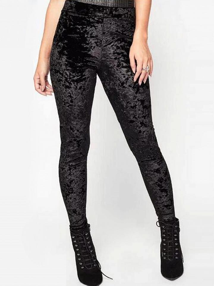 Choies Black Velvet Skinny Leggings