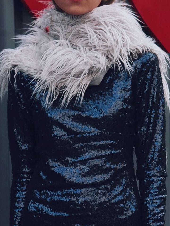 Choies Gray Women Faux Fur Scarf