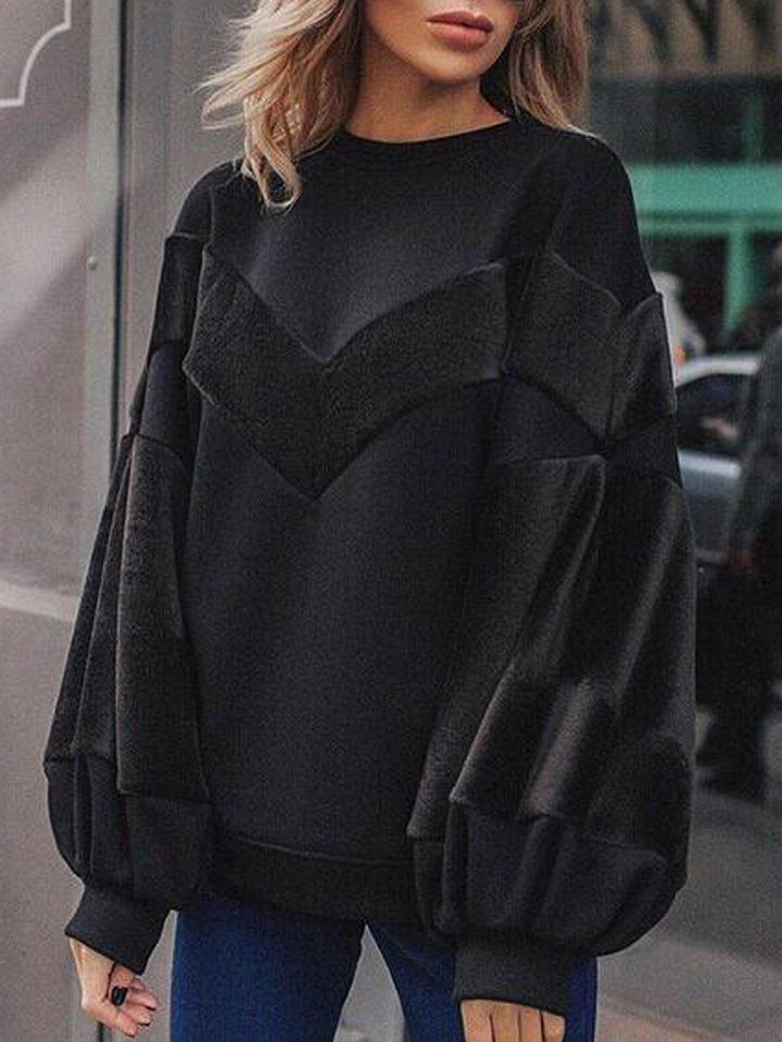 Choies Black Chevron Long Sleeve Sweatshirt