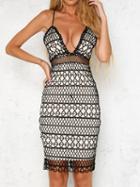 Choies Black Plunge Cutwork Lace Cami Bodycon Dress