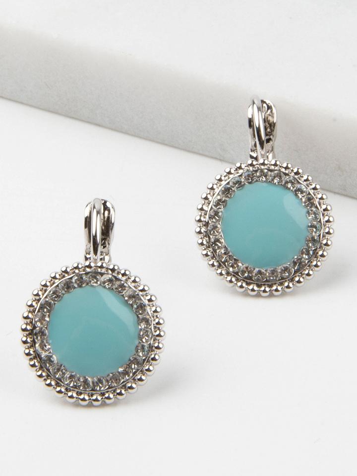 Choies Light Blue Disc Stone Drop Hook Earrings