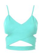 Choies Sky Blue Cut Out Cross Spaghetti Strap Cropped Vest