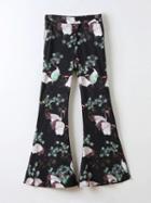 Choies Black High Waisted Crane Print Flare Pants