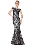 Choies Black Fishtail Back V-neck Lace Overlay Bodycon Maxi Party Dress