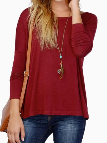  Red Batwing Sleeve T-shirt