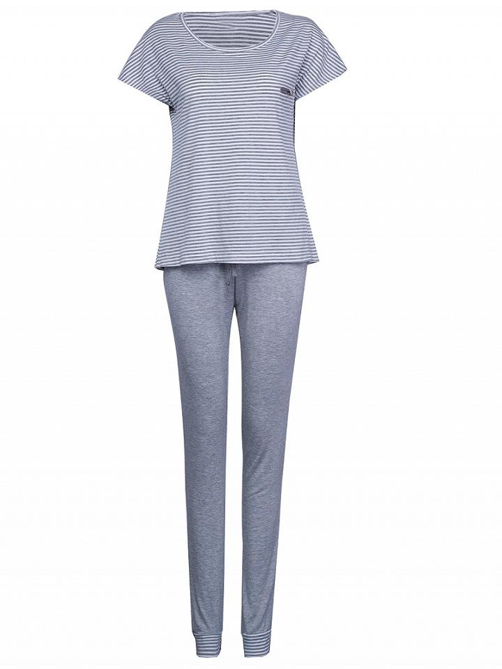 Choies Gray Stripe Short Sleeve T-shirt And Pants
