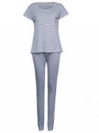 Choies Gray Stripe Short Sleeve T-shirt And Pants