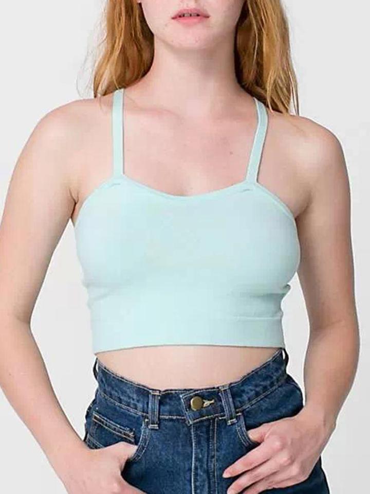 Choies Light Blue Sweetheart Spaghetti Strap Tight Crop Top