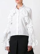 Choies White Ruffle Trim Long Sleeve Shirt