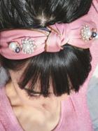 Choies Pink Satin Look Diamond Embellished Vintage Women Headband