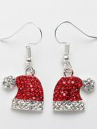 Choies Red Christmas Hat Rhinestone Embellished Earrings
