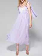 Choies Purple Halter Sweetheart Backless Chiffon Dress