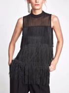 Choies Black Layered Tassel Trim Dress