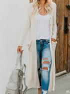 Choies White Long Sleeve Chic Women Knit Longline Cardigan