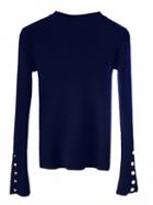 Choies Black Split Cuff Ribbed Knit Sweater