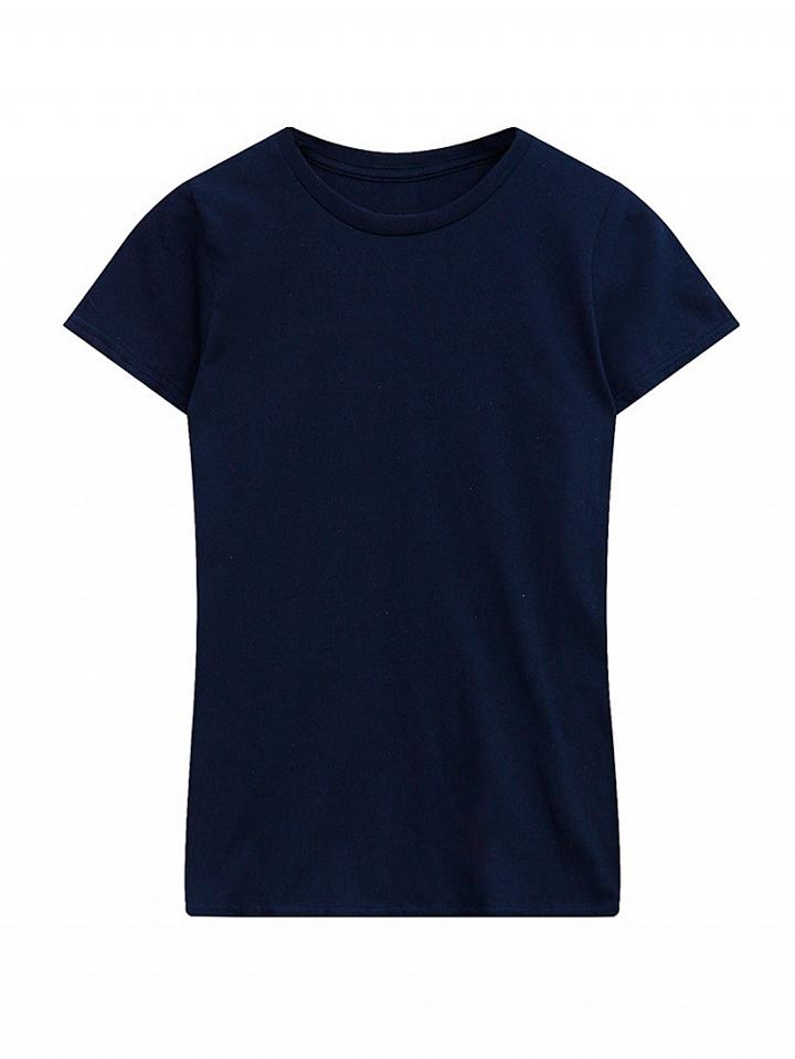 Choies Navy Blue Round Neck Short Sleeve Basic T-shirt