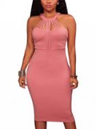 Choies Pink Cut Out Detail Bodycon Dress
