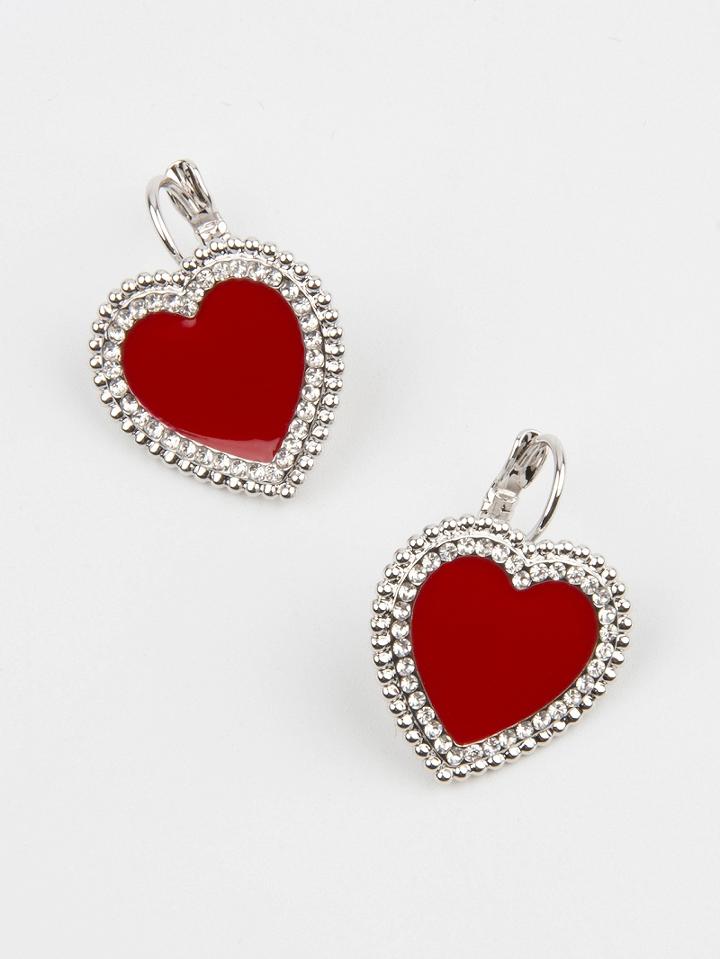 Choies Red Stone Crystal Heart Drop Hook Earrings