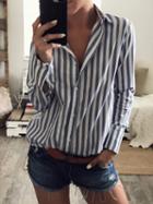 Choies Black Stripe Long Sleeve Shirt
