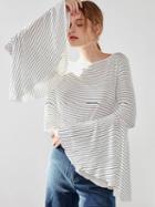 Choies White Stripe Extreme Bell Sleeve T-shirt