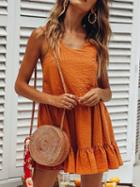 Choies Orange Ruffle Hem Sleeveless Chic Women Mini Dress