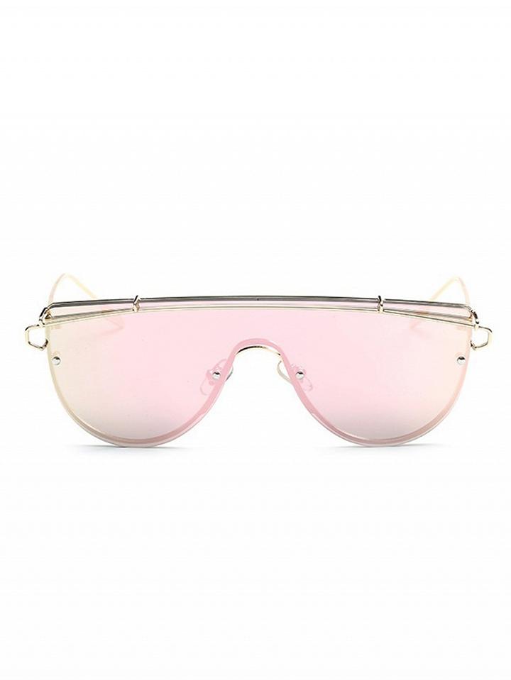 Choies Light Pink Half Frame Double High Bar Sunglasses
