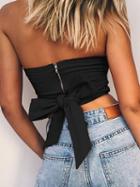 Choies Black Strap Tied Zip Back Bandeau Top