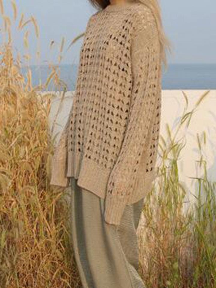 Choies Camel Brown Cut Out Detail Long Sleeve Chic Women Knit Sweater