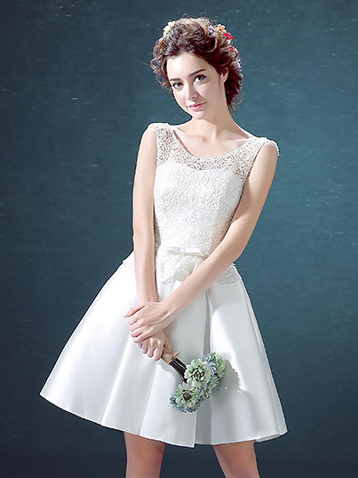 Choies White Lace Overlay Lace Up Back Bowknot Waist Homecoming Dress