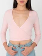 Choies Pink Deep V Wrap Tie Back Long Sleeve Cropped T-shirt