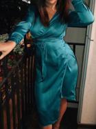 Choies Blue Cotton Plunge Tie Waist Long Sleeve Chic Women Mini Dress