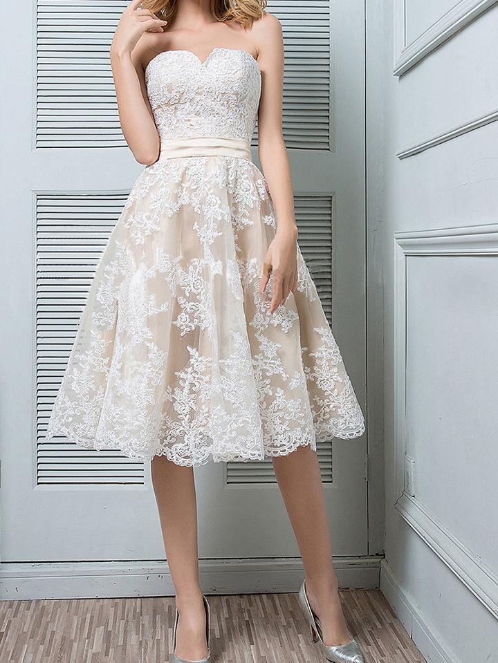 Choies White Bandeau Embroidery Detail Open Back Chic Women Sheer Mesh Dress