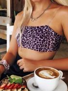 Choies Purple Leopard Print Women Crop Cami Top