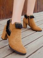 Choies Brown Faux Suede Tassel Detail Heeled Ankle Boots