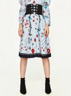 Choies Multicolor High Waist Floral Button Up Midi Skirt